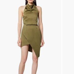 Elliatt Camo Asymmetric Satin Cocktail Dress